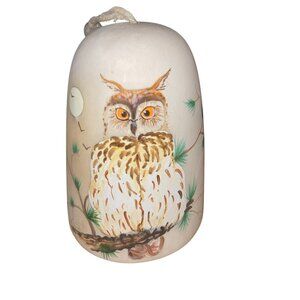 Hand-Painted Owl Ceramic Bell With Rope Handle